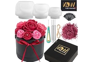 KDW Rose Candle Making Kit with Candle Wicks Flower Silicone Mold for Candle Making Molds Set of Large + Medium + Small 3D Rose Molds DIY Handmade Soap Mould for Home Decor Valentine's Day Gift