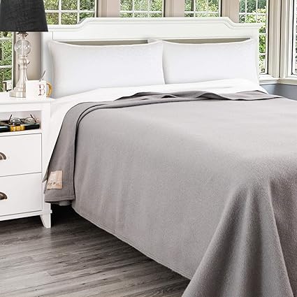 Amazon Poyet Motte Antibes 350gsm ウール100パーセントミディアムウェイトオーバーサイズブランケット 洗濯機洗い可 グレー キングサイズ ブランケット 毛布 オンライン通販