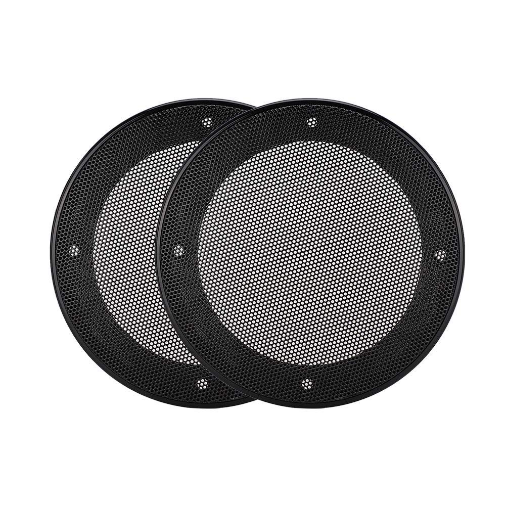 ASHATA Speaker Grills Cover Case,2PCS 4inch Speaker Loudspeaker Protective Cover Cold Rolled Steel + ABS Speaker Decoration Protective Speaker Grills Cover Steel mesh Case(Black+Black)