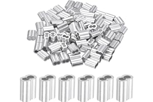 YAMASO 100pcs 1/8" Aluminum Crimping Loop Sleeve, Cable Ferrule Wire Rope Sleeves Loop Sleeve