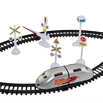 SVACT High Speed Metro with flyover Track with All Part of Train Battery Operated Train (Silver)