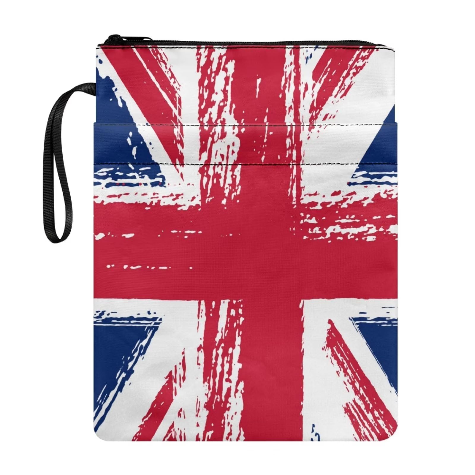 ZIATUBLES Union Flag Print Book Sleeve Book Covers Book Protector with Zipper Washable Book Pouch for Teen Adult Book Lover Teacher Student