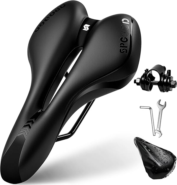 SPGOOD Fahrradsattel Herren Damen Bequemer Breit Weich Gel Ergonomisch Fahrrad Sattel mit überzug & Schraubenschlüssel für Mountainbike MTB Trekking Rennrad Heimtrainer E-Bike Fahrradsitz 27 * 16cm