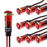 FILN 10 Pcs 8MM(5/16'') Indicator Light 12V Power