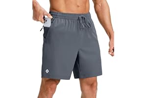 Ksmien Men's Running Shorts 7 Inch with Zipper Pockets Quick Dry Lightweight Athletic Shorts for Workout Gym Basketball
