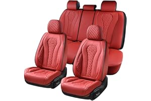 Coverado Leather Seat Covers Full Set, 5 Seats Universal Seat Covers for Cars, Waterproof Luxury Leatherette Seat Cushions, F
