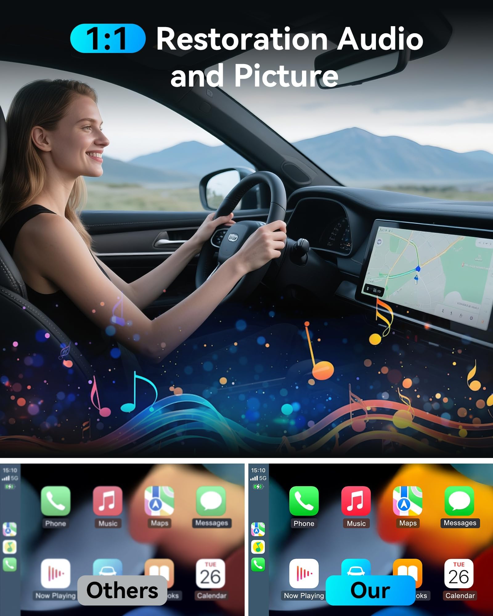 Burnt Sugar Wireless Carplay Adapter for iPhone Newly Upgraded, Ultra-Mini USB Design for Apple Car Play Dongle Convert Wired to Wireless, Stable Connect Plug & Play for iOS 10+ & Car from 2016+(Gray)