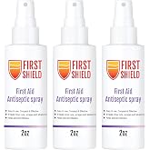First Shield First Aid Antiseptic Spray, Wound Cleaner, Benzalkonium Chloride for Minor Cuts, Scrapes and Burns &ndash; 2 Oz, 3 Count