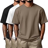 Neer 3 Pack Men's Round Neck T Shirts 95% Cotton M-7XL Short Sleeve Tops Regular Big Tall Tees Soft 2026 Summer Basic Tops