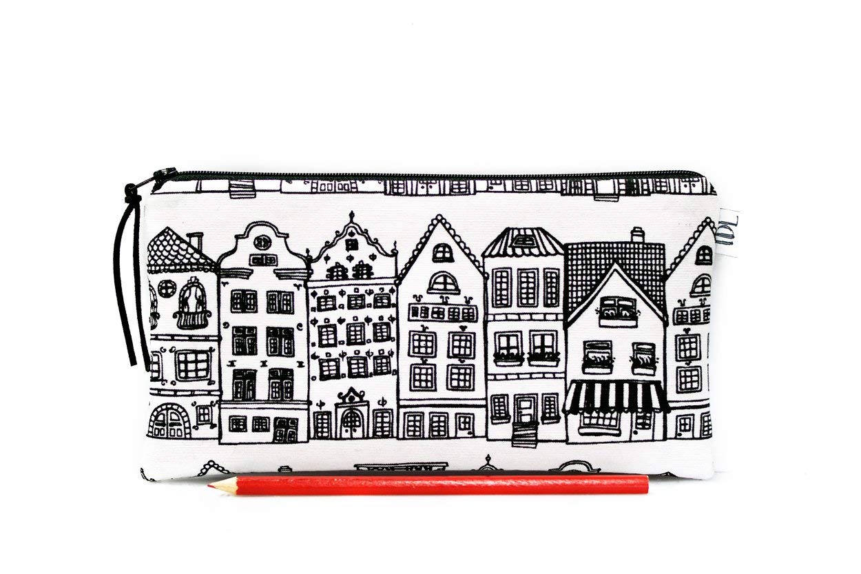 Amazon Com Dutch Pouch Black And White Amsterdam Houses