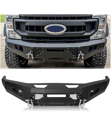 Barra Frontal De Parachoques Negra Para Ford F250 / F350 Super Duty (2011-2016) - Con Huecos Para Luces Antiniebla