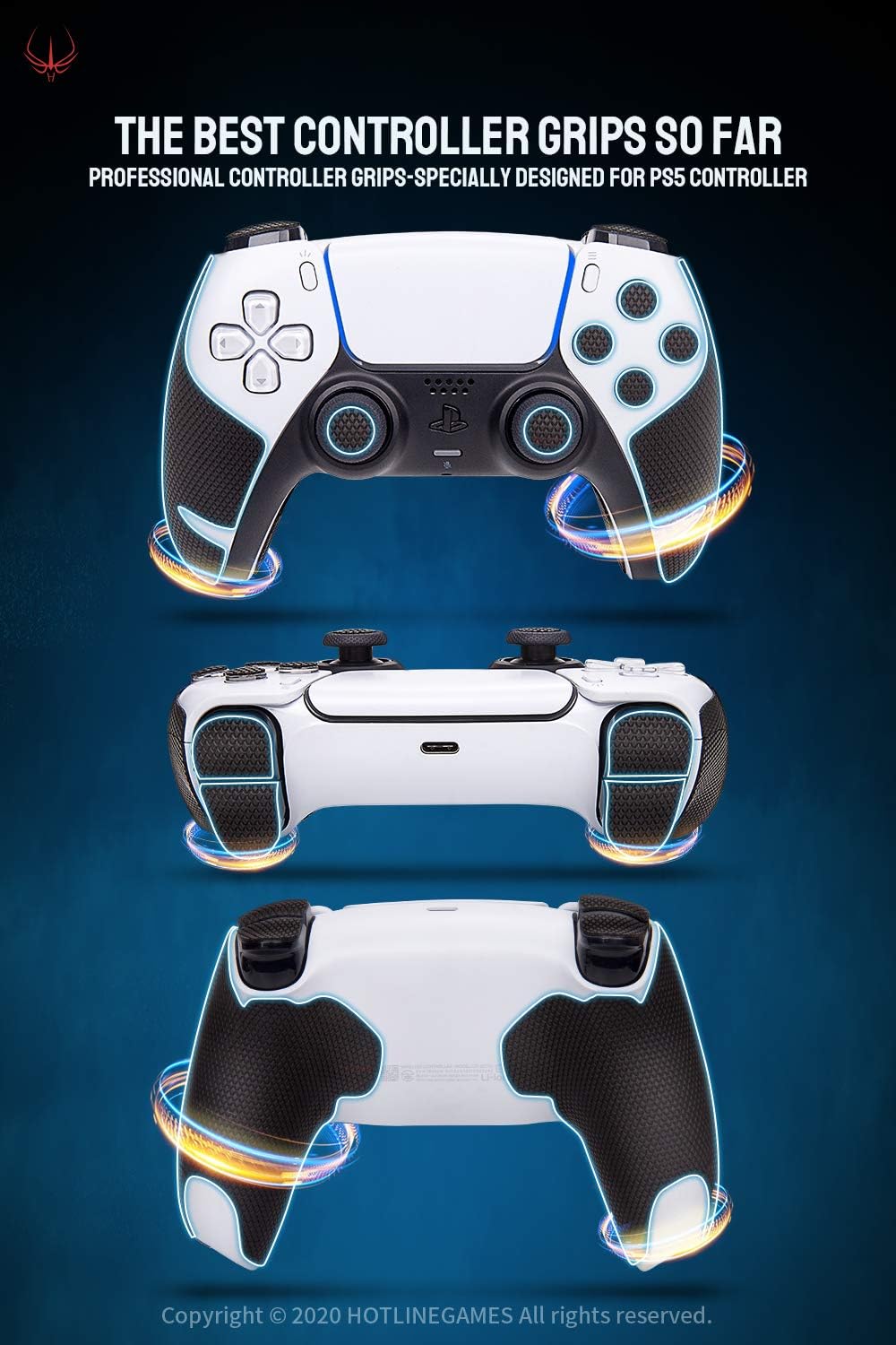 Hotline Games 2.0 Plus Controller Grip for PS5 Controller Grips Tape Playstation 5 DualSense Wireless Controllers,Anti-Slip,Sweat-Absorbent,Easy to Apply,Handle Grips+Buttons+Triggers (Black) - Image 3