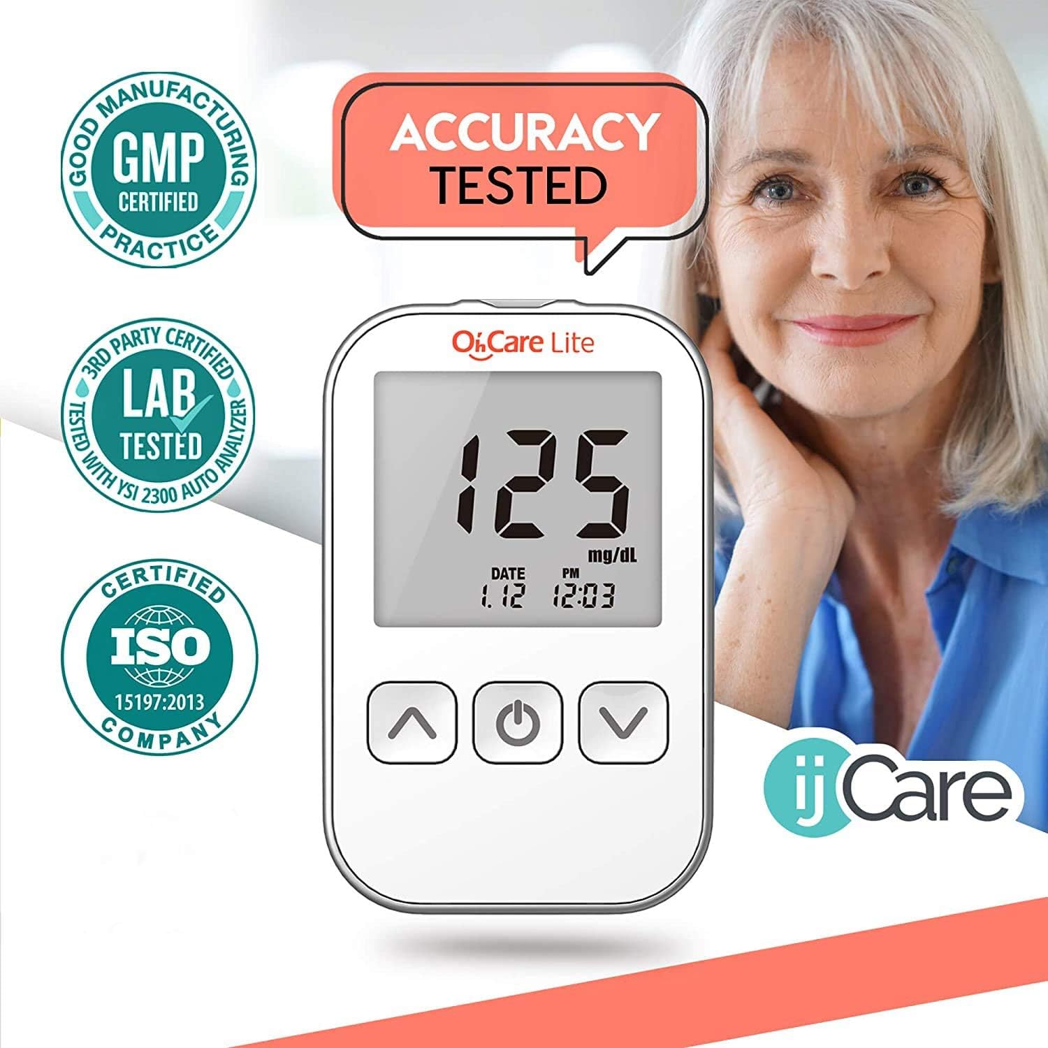 Oh’Care Lite Blood Sugar Test Kit – Blood Glucose Meter with Strips and Lancets, Lancing Device, Log, and Case - One Touch Eject Glucometer (110 Strips, 125 Lancets, Control Solution): Health & Personal Care
