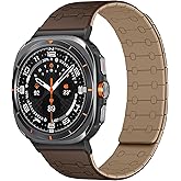 Amizee No Gap Band Compatible with Samsung Galaxy Watch Ultra (2025/2024) Band 47mm, 22mm Magnetic Sport Silicone Strap for Women Men, D-Brown/L-Brown