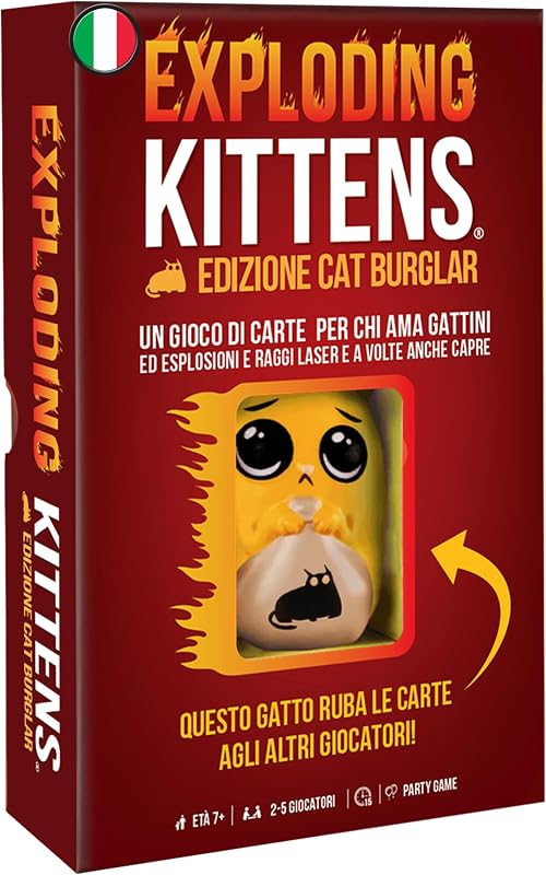 Asmodee Edition Cat Burglar – Brettspiel für Familien und Freunde – Spielkarten – lustiges und schnelles Partyspiel – 2 – 5 Spieler – 7+ Jahre – Italienische Ausgabe