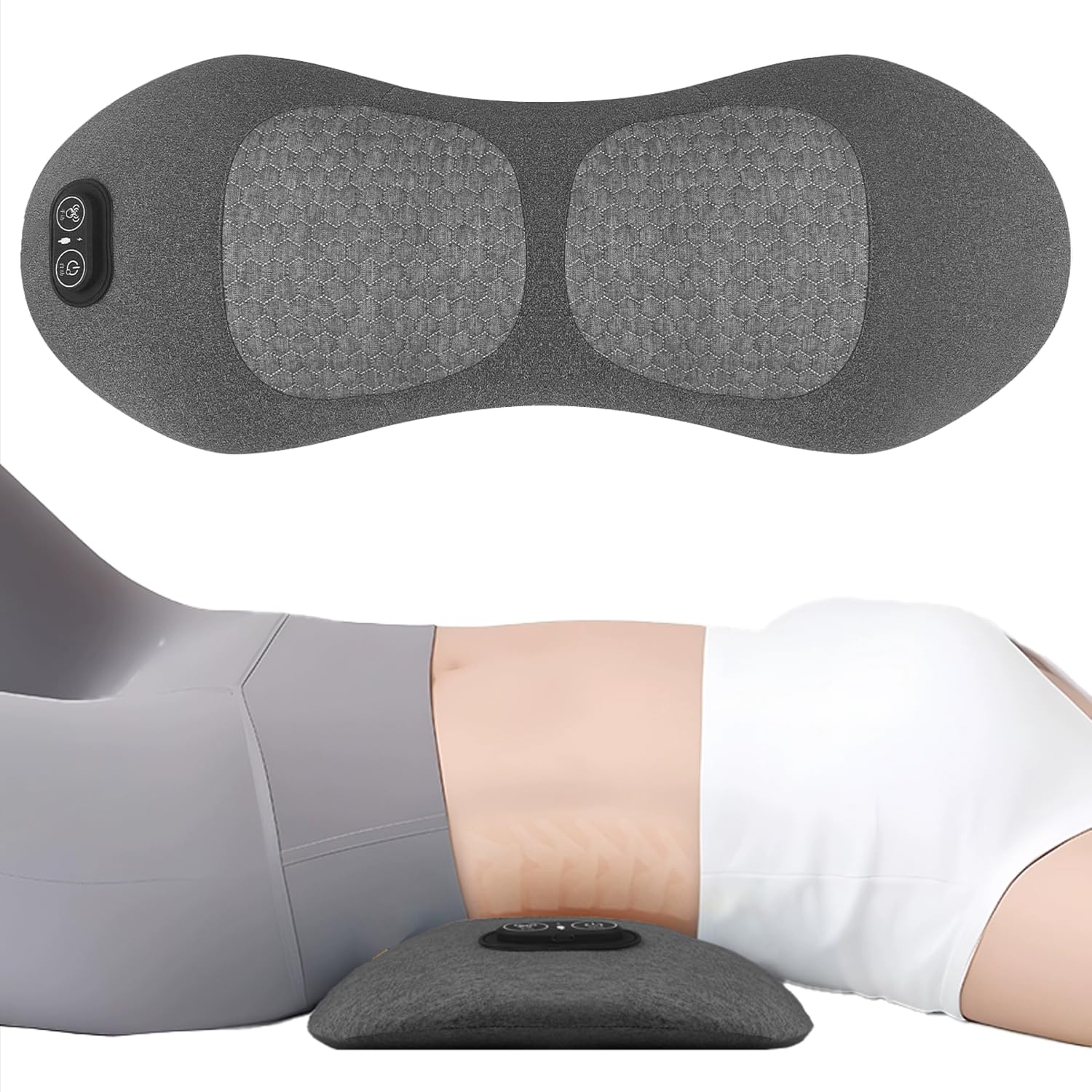Photo 1 of Lewuyoya 3-in-1 Lumbar Support Pillow with Vibration & Heating & Cervical Traction, Electric Back Massager for Pain Relief Deep Tissue, Lower Back Massager for Bed, Chair and Couch