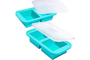 Souper Cubes 500mL/2 Cup Silicone Freezer Tray with Lid, Perfect for Storing Lasagna, Leftovers, Sauces, Portioned Meals and 