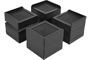 BTSD-home Bed Risers Heavy Duty Adjustable Furniture Risers Elevation in Heights 1 or 3 Inch Bed Frame Lifts Risers for Dorm Beds, Sofas 4 Pack Black Square