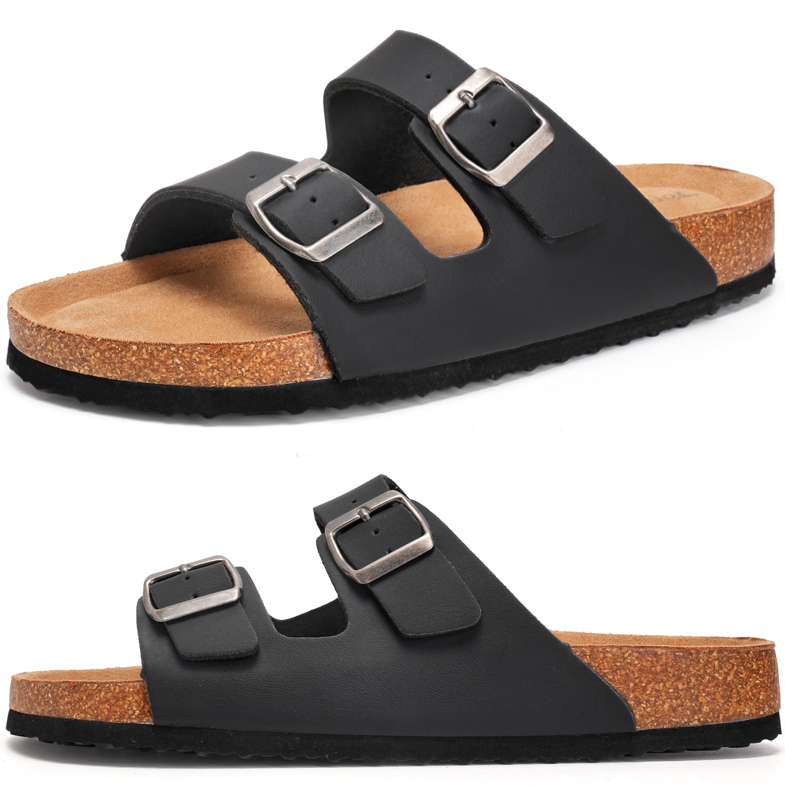 Herren Pantoletten Sandalen Hausschuhe Flache Latschen Sommerschuhe Erwachsene Schlappen Arbeitsschuhe Bequeme Classic(Schwarz,42 EU)