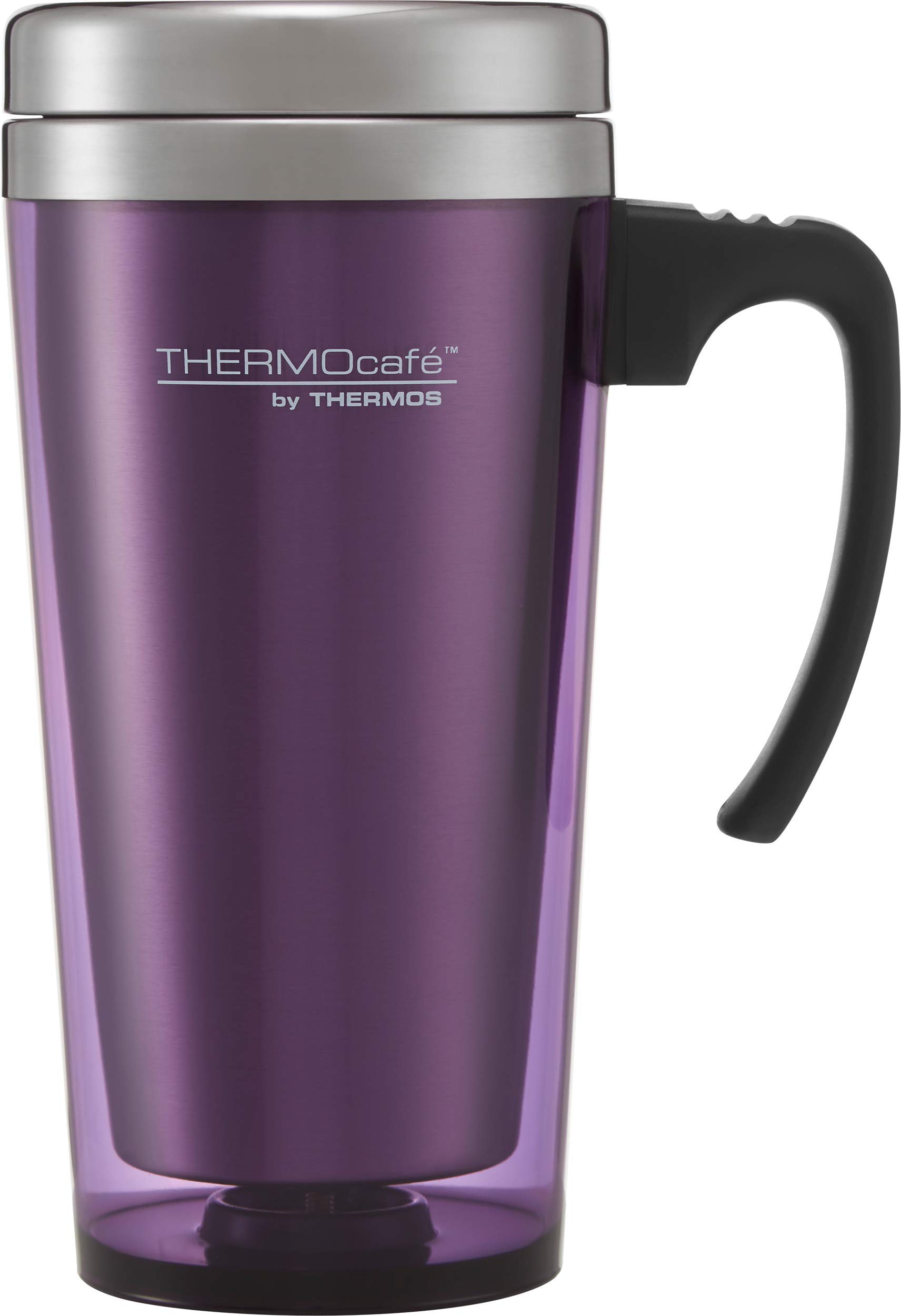 THERMOcafè by THERMOS Translucent Travel Mug, Plastic, Violet Translucent, 420 ml, 1 Unit (Pack of 1)