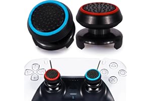 Playrealm FPS Thumbstick Extender & Printing Rubber Silicone Grip Cover 2 Sets for PS5 Dualsenese & PS4 Controller (Black Red+Blue)