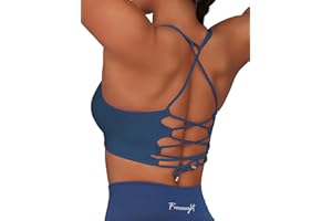 FRESOUGHT Sports Bras for Women Padded Workout Racerback Tank Tops High Neck Sleeveless Gym Yoga Athletic Crop Top Bra