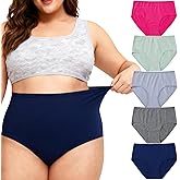 Feihtl Women's Plus Size Cotton Underwear Panties Ladies Briefs XL-5XL Plus Panties for Women 5-Pack Undies
