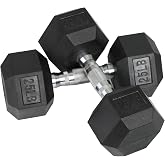 HolaHatha Hexagonal Rubber Dumbbell Weights Set, Home Gym Equipment