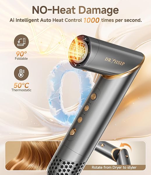 8 IN 1 HAIR STYLER & AIR DRYER WRAP CURLER, HIGH-SPEED NEGATIVE IONIC FOLDABLE HAIR TOOLS FAST DRYING, MULTI PROFESSIONAL HOT AIR STYLER FOR CURLING VOLUMIZING STRAIGHTENING STYLING (GRAY)