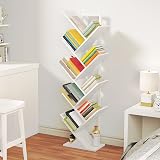 HOOBRO Tree Bookshelf Tall 9-Tier White Floor Standing Bookcase EWT08SJ01G1 view 2