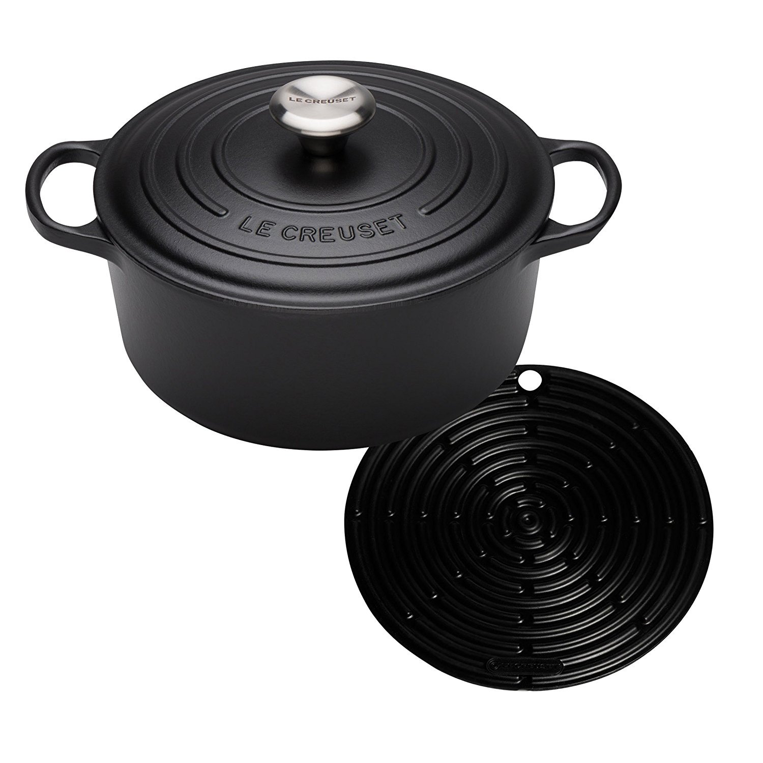 Le Creuset Signature Cast Iron Round Casserole with Cool Tool, 26 cm - Satin Black