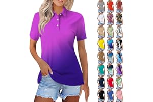 YUTANRAL Polo Shirts for Women 2024 Short Sleeve Summer Tops Button V Neck Business Casual Collared T Shirts Golf Shirts Tees