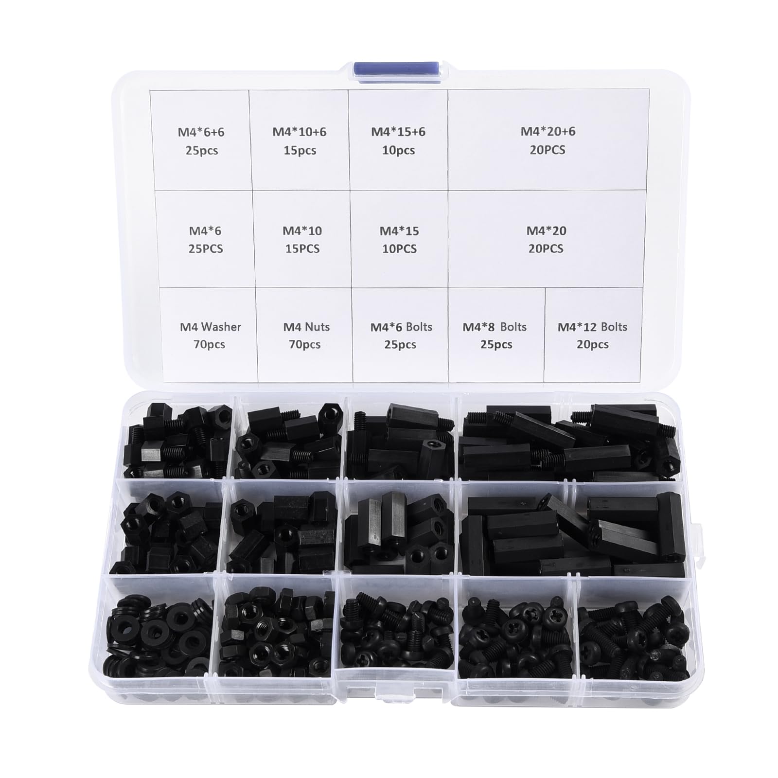 350PCS M4 Male Female Nylon Hex Spacer, Standoffs Screws Nuts Threaded Pillar Standoff Screws Spacers Washers Assorted Assortment Kit, for PCB Board Motherboard DIY Use