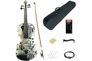Kinglos 4/4 White Sunflower Colored Solid Wood Acoustic/Electric Violin Kit with Ebony Fittings Full Size (YSDS1310)