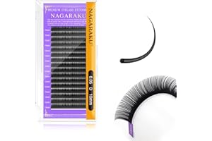 NAGARAKU Eyelash Extensions Individual Lashes 0.05mm D curl 10mm Volume Matte Black Soft Natural Professional Faux Mink 16 ro