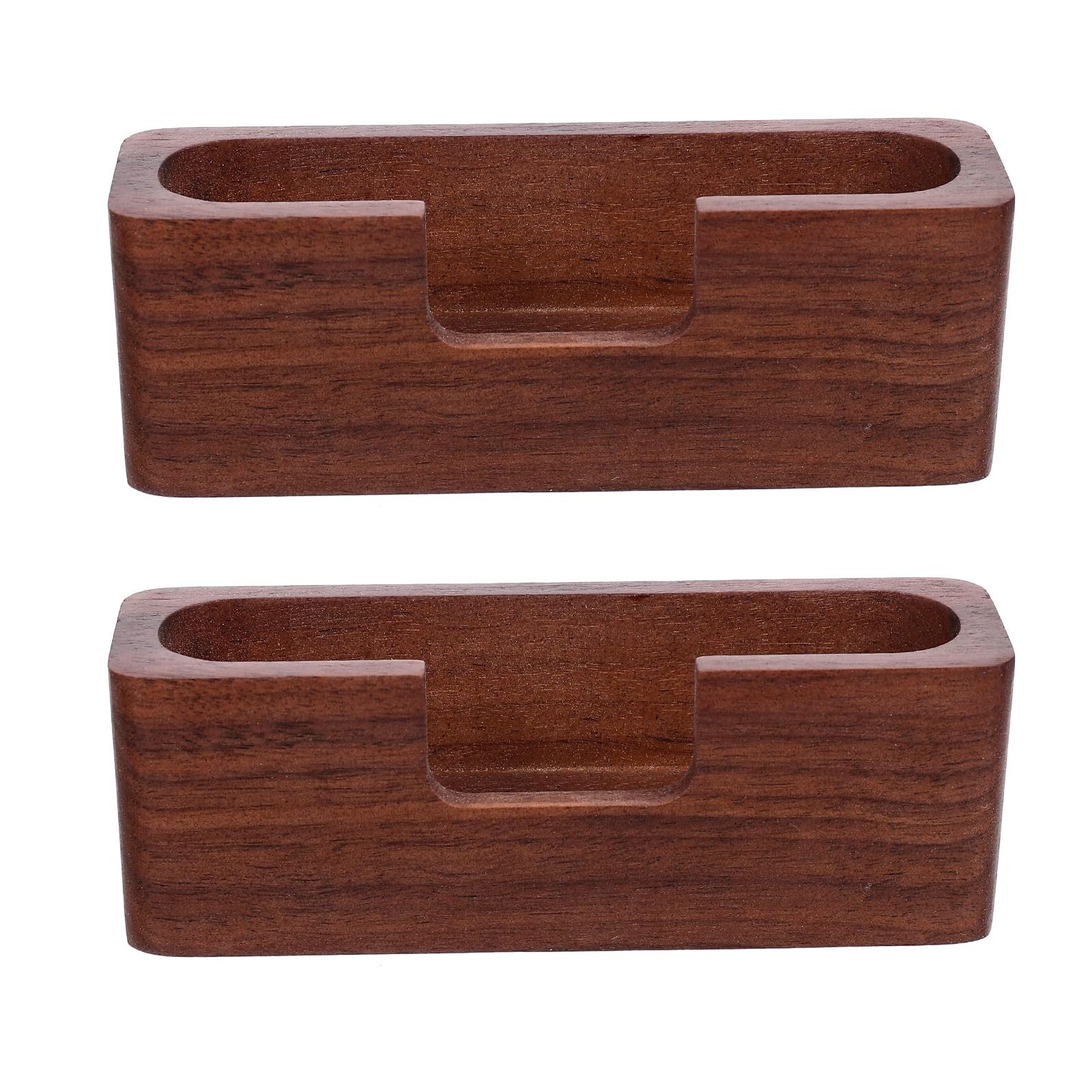 2Pcs Walnut Wood Business Card Display Holder - Elegant Show Stand for Office, Home, or Event Use