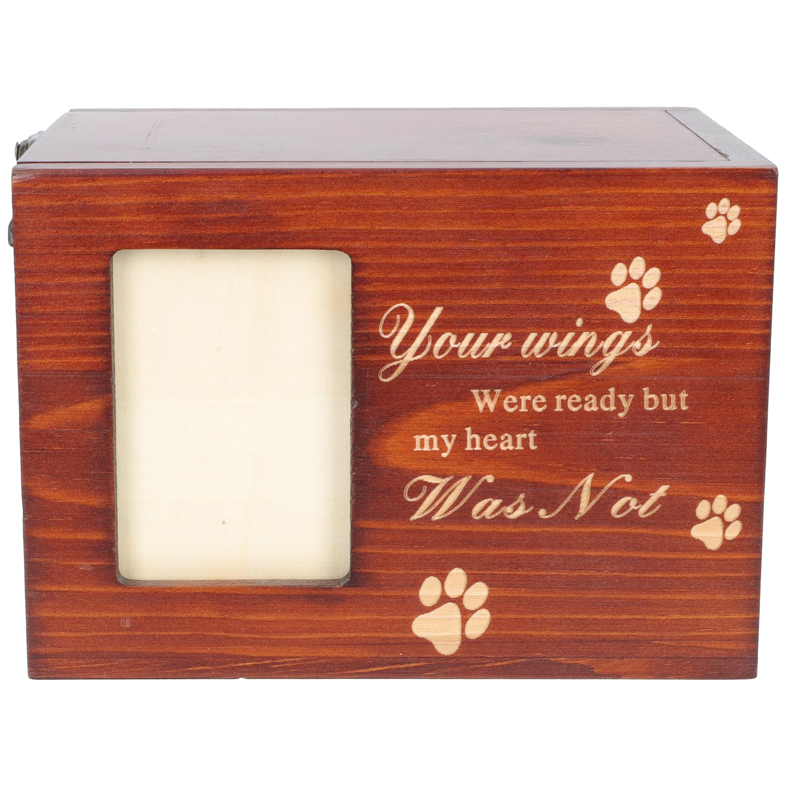 Angoily Pet Urns Bone Ash Wood Box Memorial Cremation Box Decorative Keepsake Memorial Urns with Photo Frame for Pet Dog Cat Small Animal