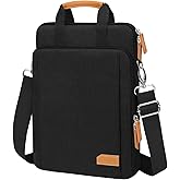 MOSISO 360 Protective Laptop Bag, 15.6 inch Vertical Computer Bag Compatible with MacBook Pro 16 inch, HP, Dell, Lenovo, Asus Notebook with Shoulder Strap & Front Raised & Vertical Pockets, Black