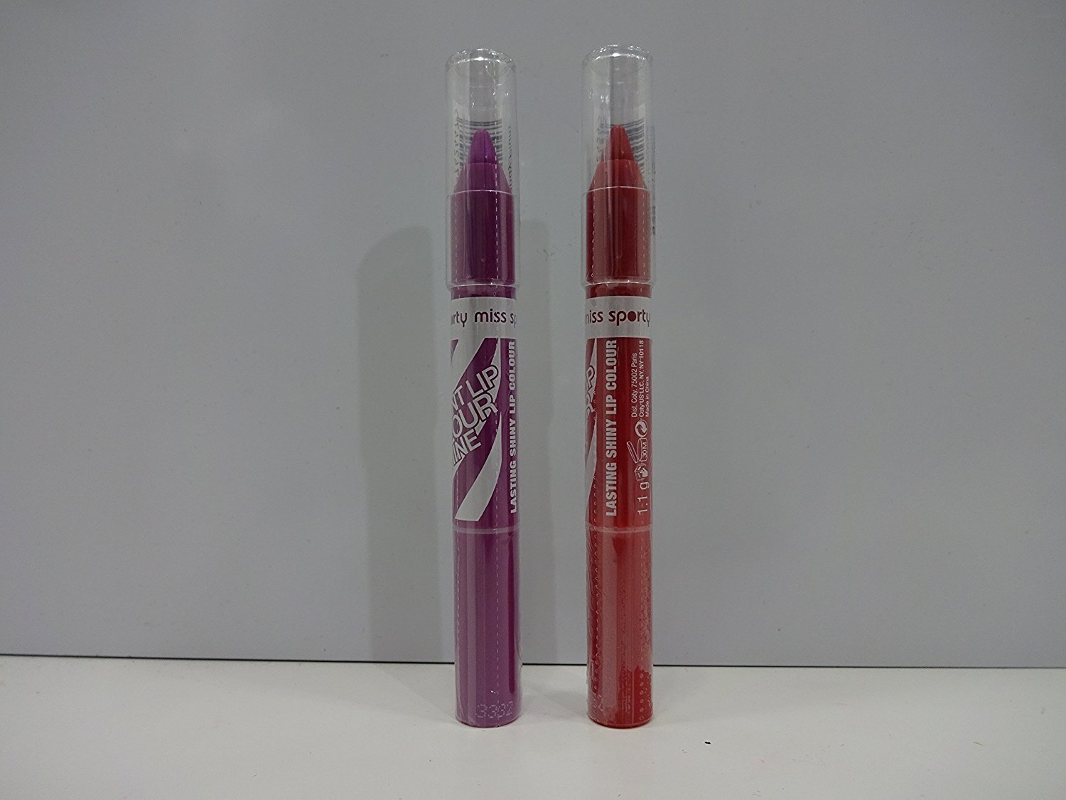 2 x Miss Sporty Instant Colour & Shine Lasting Shiny Lip Colour - 020 Candy Plum & 030 Delipcious