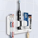 Mspan Toothbrush Razor Holder for Shower: Bathroom Accessories Organizer Wall Mounted Hanging Mount Shelf & Hooks for…