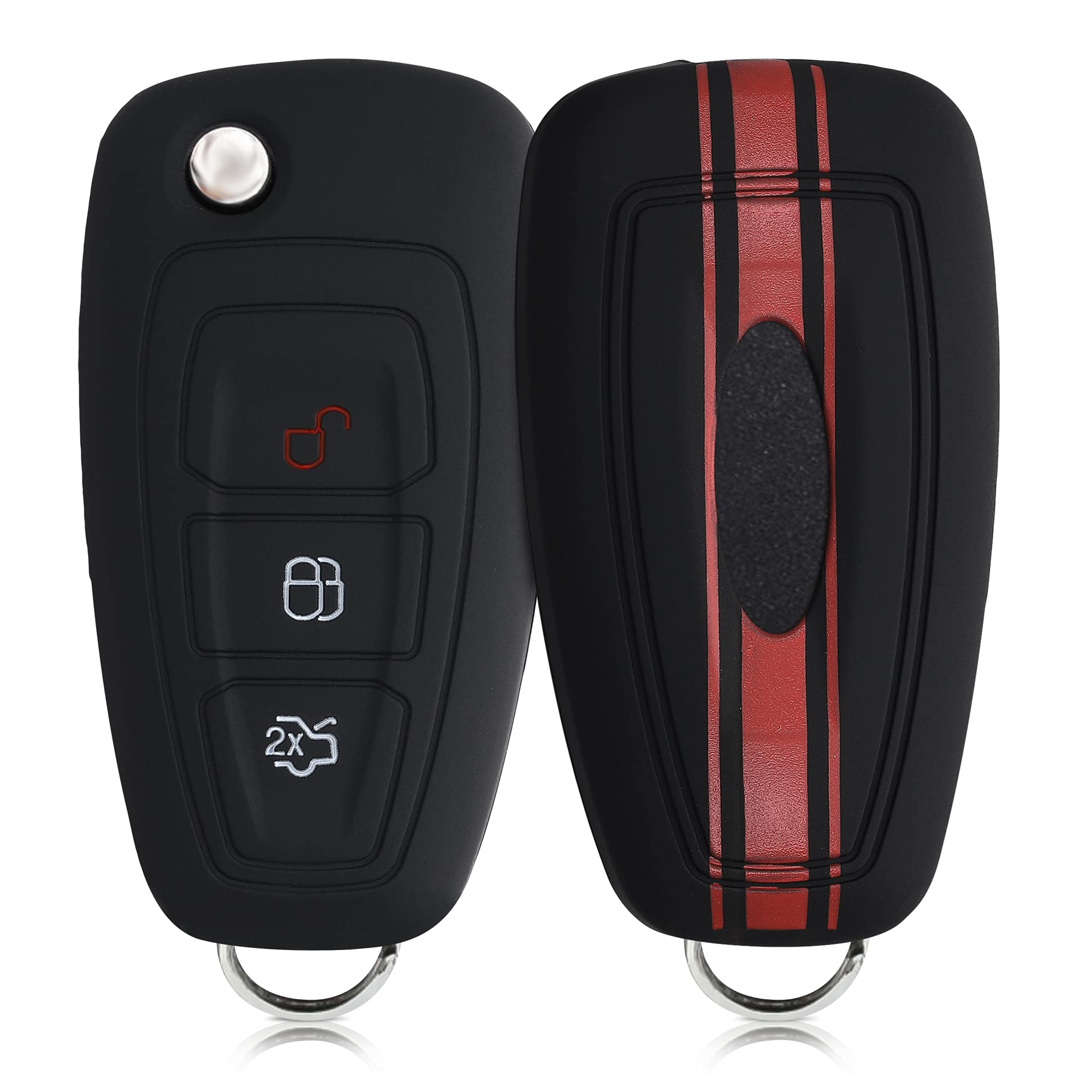 kwmobile Silicone Key Fob Cover Compatible with Ford 3 Button Car Flip Key
