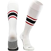 MadSportsStuff Softball Baseball Socks - White & Team Colors | Dugout 3 Stripe Over the Calf | Made in the USA