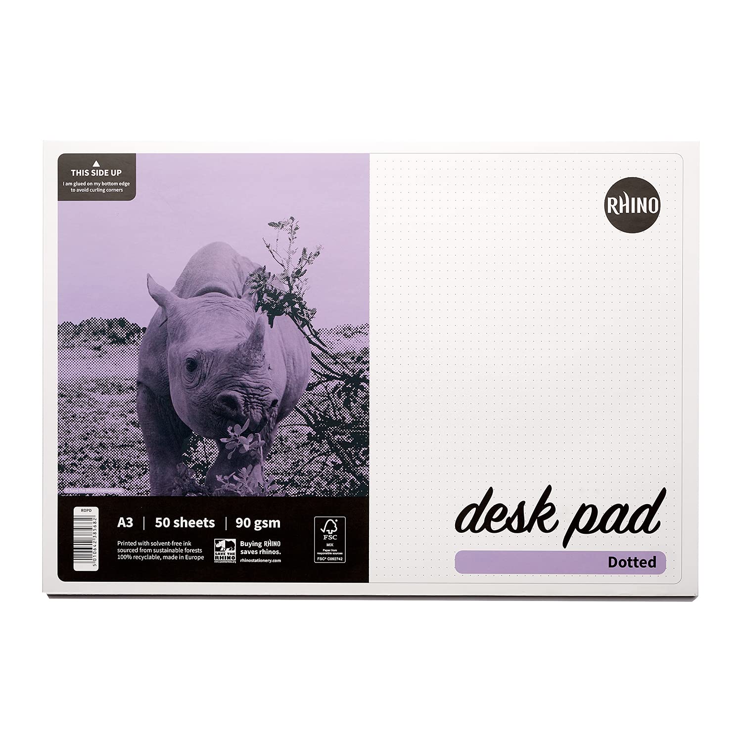 RHINO A3 Desk Pad, 50 Page / 5mm Dotted, 90gsm FSC Writing Pad, Office Desk Accessories