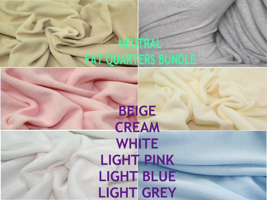 6 x FAT QUARTER FABRIC BUNDLE NEUTRAL SHADE ANTI PIL FLEECE FABRIC * Free U.K Post* BEIGE, CREAM, WHITE, LIGHT PINK, LIGHT BLUE, LIGHT GREY Fleece Material Patchwork, Quilting, Sewing, Fabric Crafts, Dolls Making
