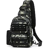 BAIGIO Tactical EDC Sling Bag Military One Strap Shoulder Backpack Molle Range Bags Chest Pack (#01-CP Black)