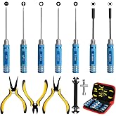 12Pcs RC Tools Kit W/Hex, Phillips, Flat Screwdriver &amp; Plier Socket Wrench | Hobby Tools Kits for Traxxas Arrma RC Car Drone Airplane Helicopter Vehicle Multirotors Models Repair Tool (Blue)