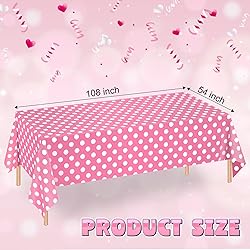 WNINK 4 Pack Pink and White Polka Dot Tablecloths