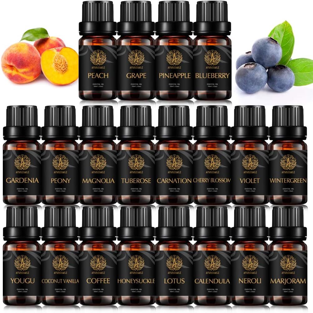 100% Pure Neroli Essential Oil Set for Diffuser Therapeutic Grade Carnation Essential Oil Kit for Humidifier,20x10ml Aromatherapy Violet Essential Oils Set-Coffee,Lotus,Tuberose,Peony Oils.for Home