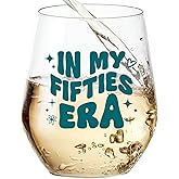 50th Birthday Gifts For Women Friends - In My 50s Era Wine Glass | In My Fifties Era Birthday Decorations | 50 Year Old Gifts For Her, Women, Sister, Mom, Daughter, Best Friend | Wine Tumbler - 15 Oz