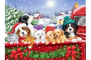 IGOODOM 5D Diamond Painting Kits for Adults, Dogs Christmas Diamond Art, Round Full Drill Diamond dots, DIY Diamond Painting Kits for Beginner Art Craft 12 x 16inch